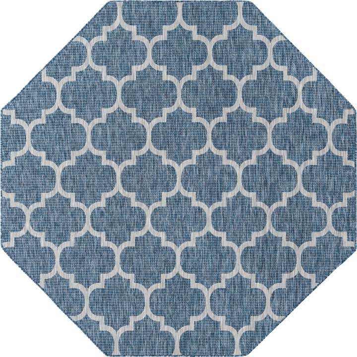 7' 10 x 7' 10 Easy-Clean Lattice Indoor / Outdoor Octagon Rug