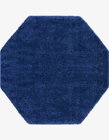 Navy Blue Solid Frieze Octagon Rug