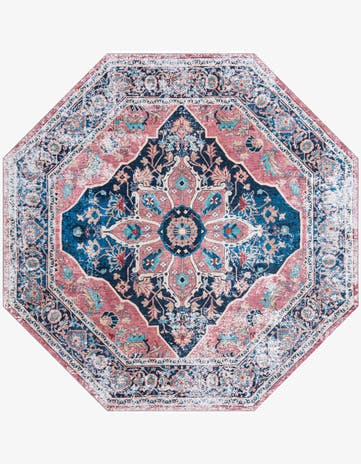Navy Blue Washable Yara Octagon Rug