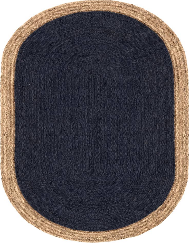 Detail image of 5' 1 x 8'  Hand Braided Jute Oval Rug