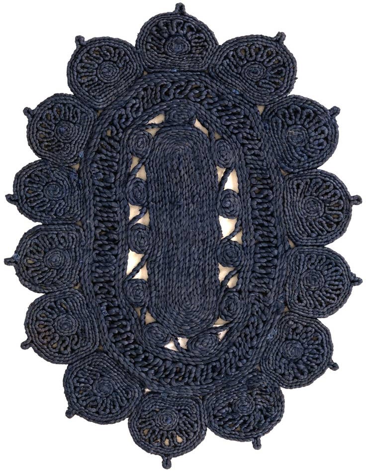 Detail image of 2' x 3' 1  Hand Braided Jute Oval Rug