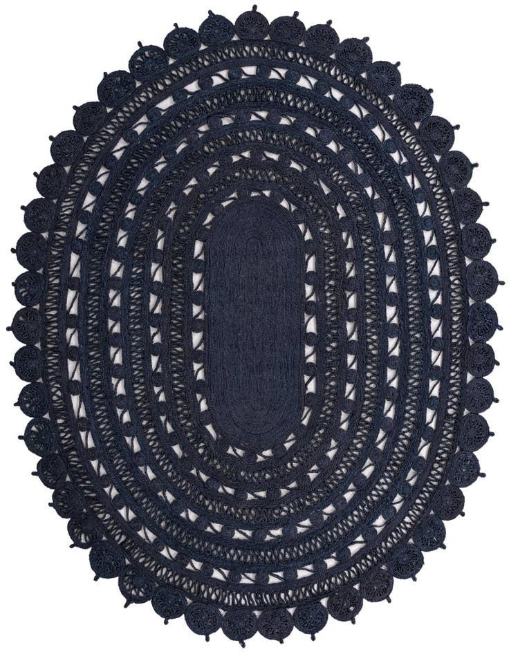 Detail image of 7' 10 x 10'  Hand Braided Jute Oval Rug