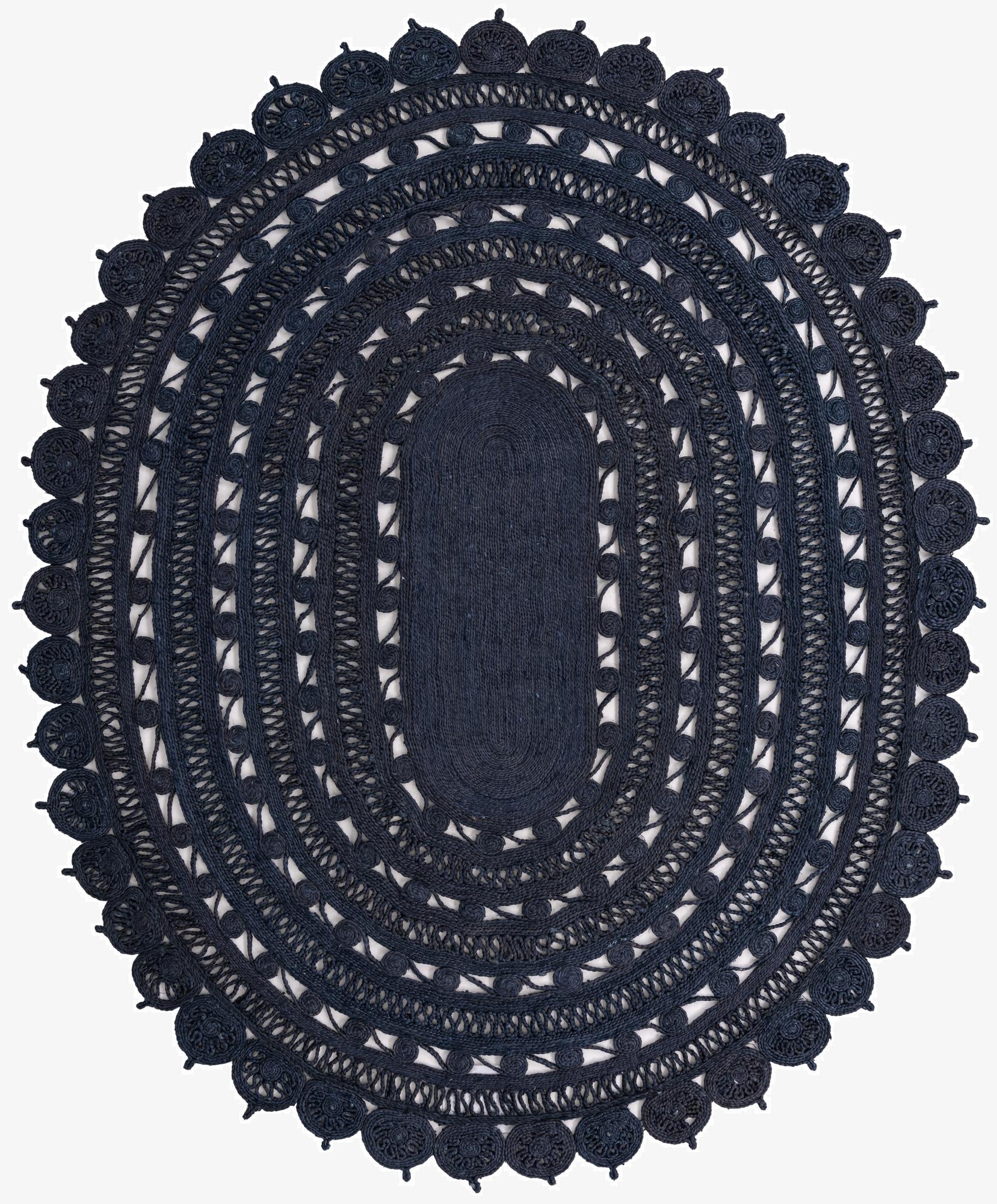 7' 10 x 10'  Hand Braided Jute Oval Rug