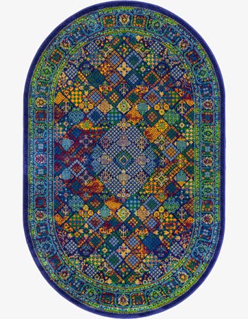 Navy Blue Calypso Oval Rug