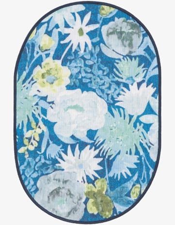 Navy Blue Easy-Clean Jill Zarin Caribbean Indoor / Outdoor Oval Rug