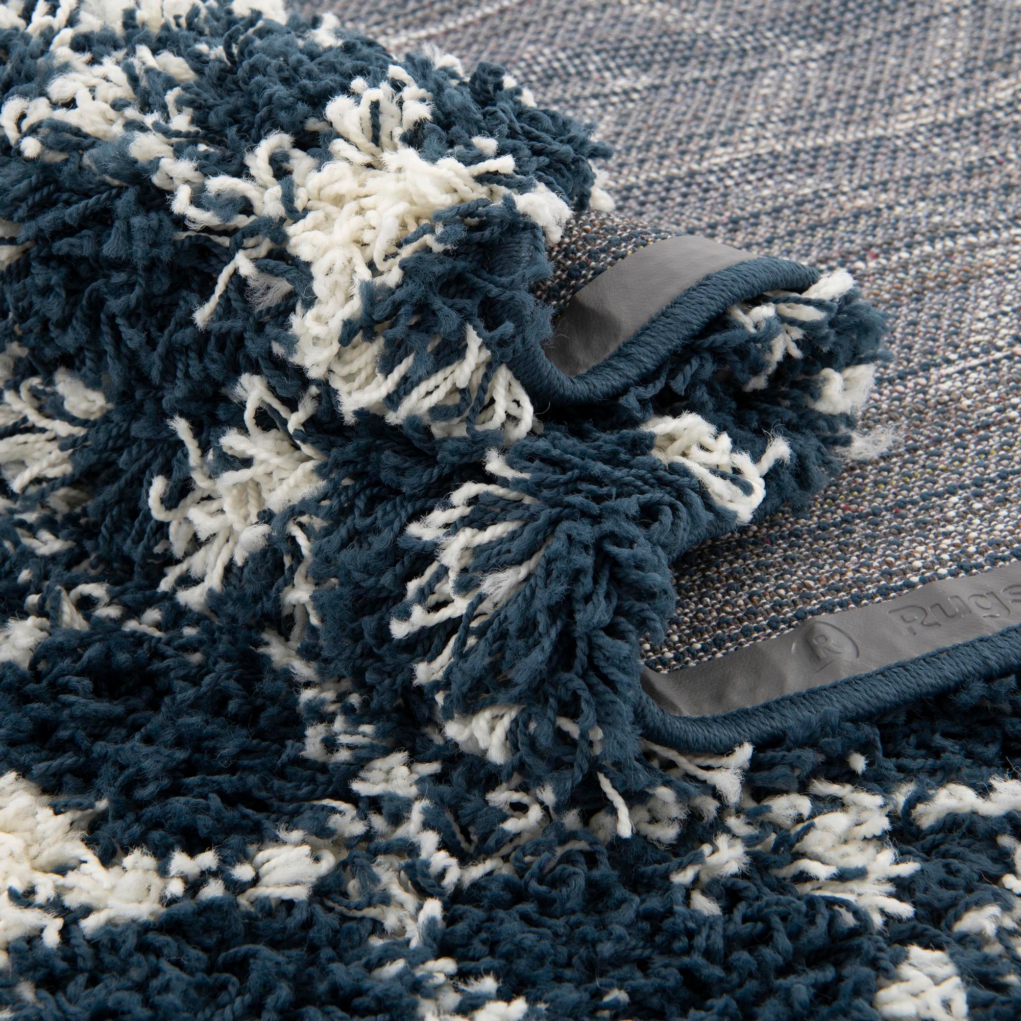Navy Blue 3' x 5' 3 Moroccan Trellis Shag Oval Rug | Rugs.com
