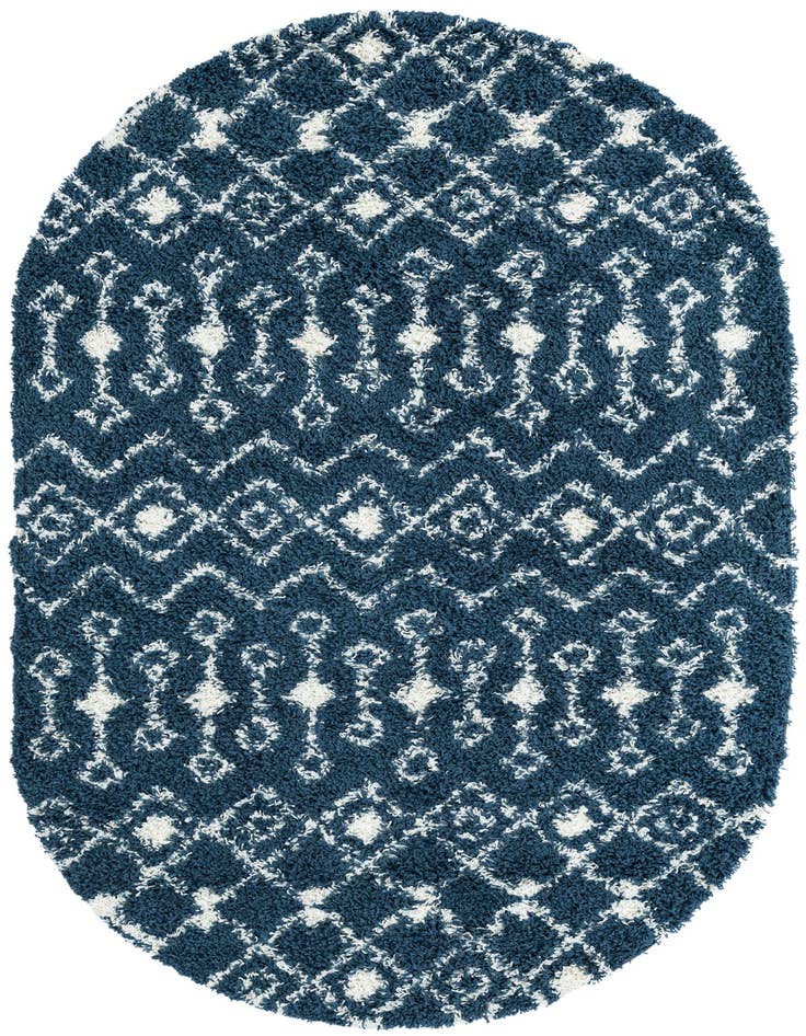 Detail image of 5' 3 x 8' Moroccan Trellis Shag Oval Rug