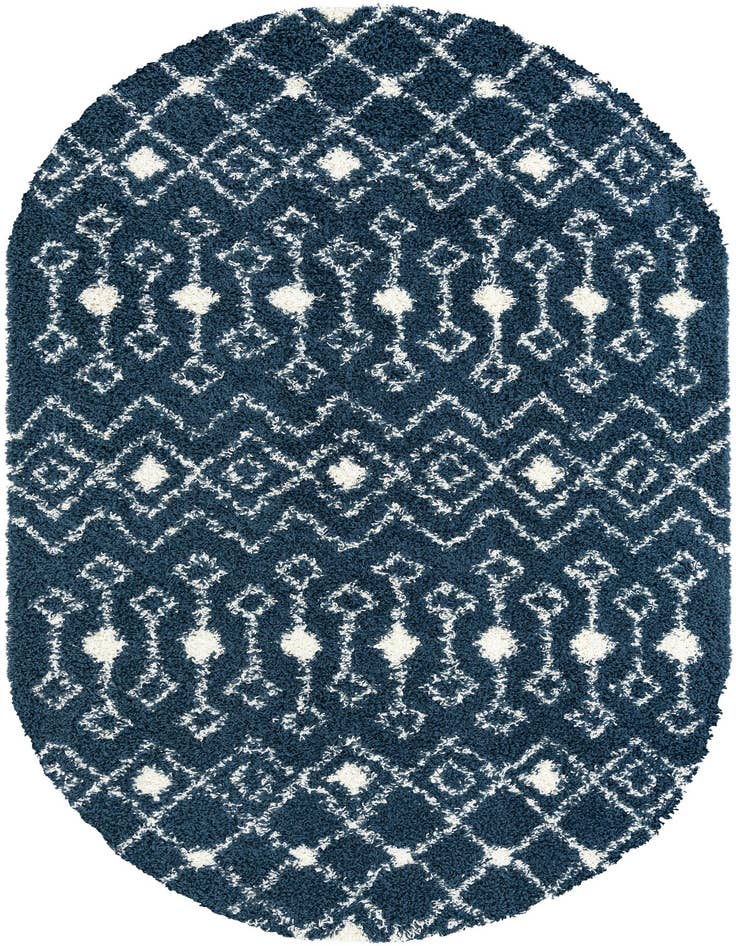 Detail image of 7' x 10' Moroccan Trellis Shag Oval Rug