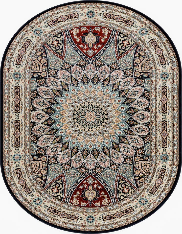 Detail image of 5' 3 x 8' Nain Design Oval Rug