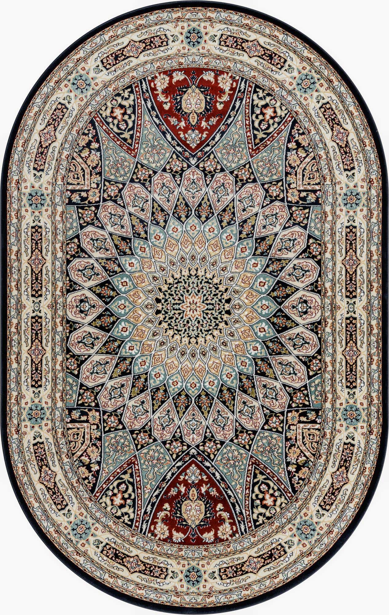 5' 3 x 8' Nain Design Oval Rug