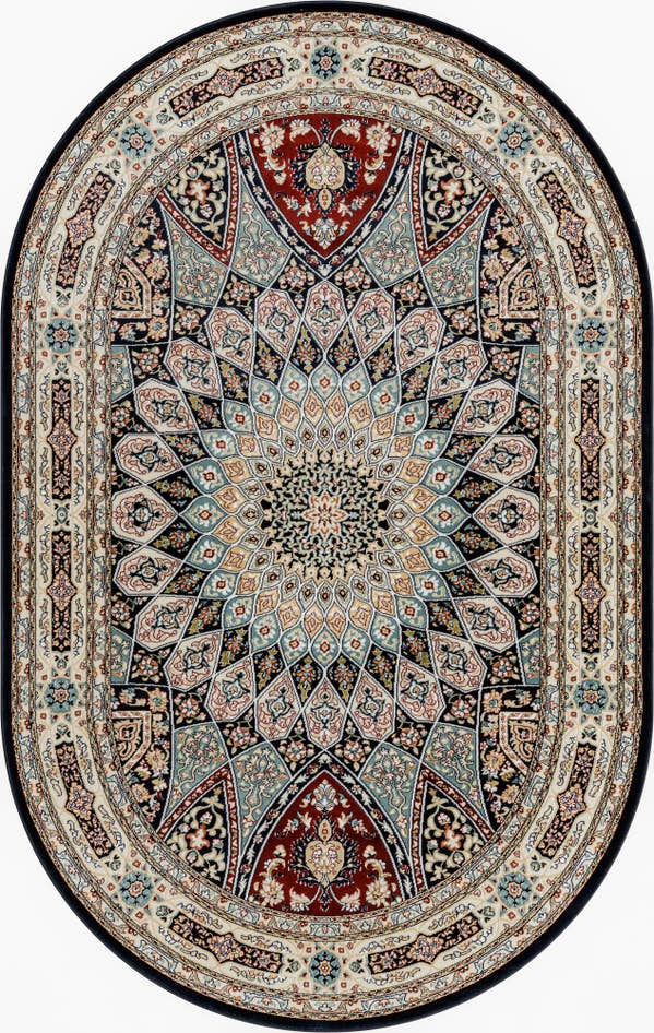 Detail image of 5' 3 x 8' Nain Design Oval Rug