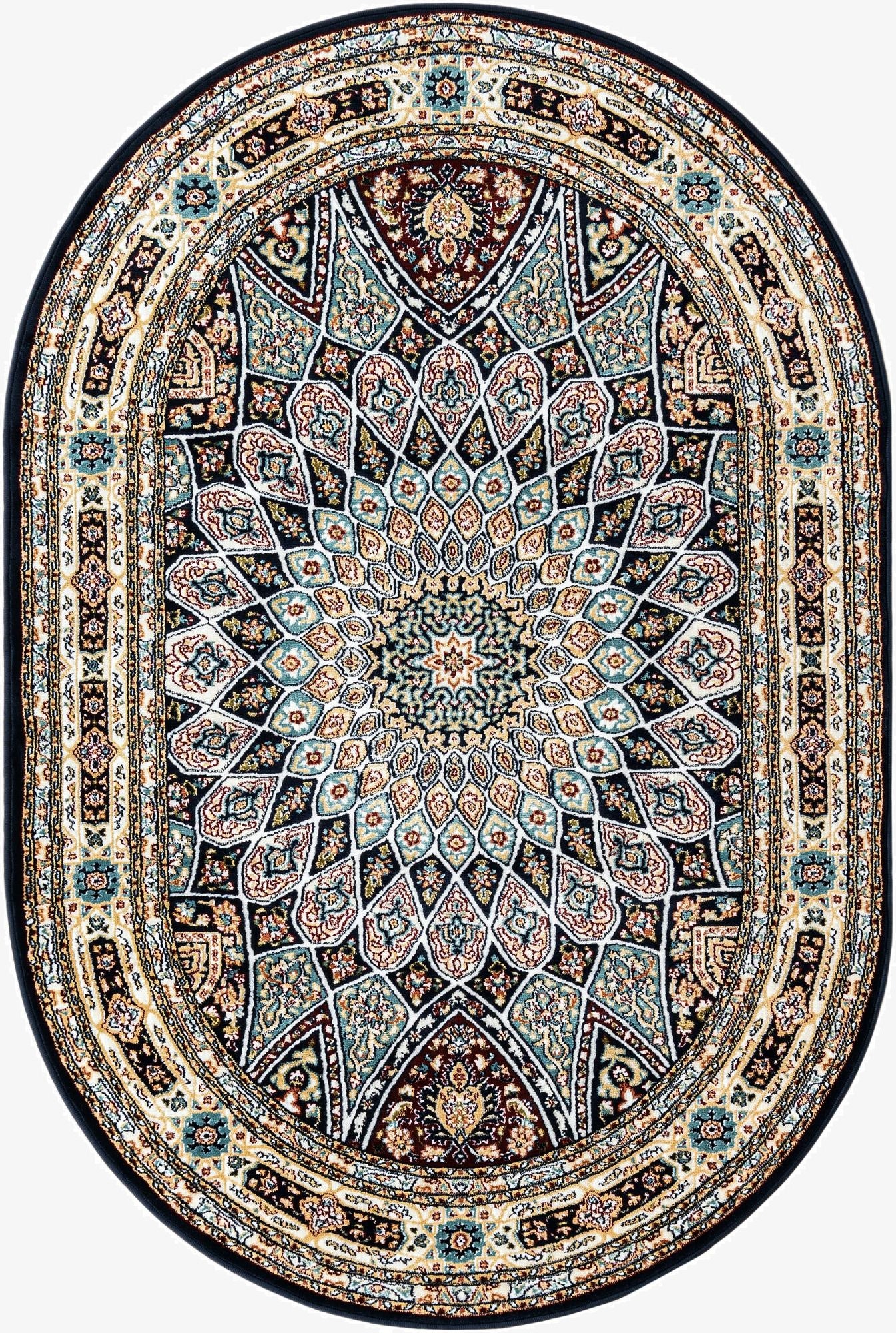 4' x 6' Nain Design Oval Rug