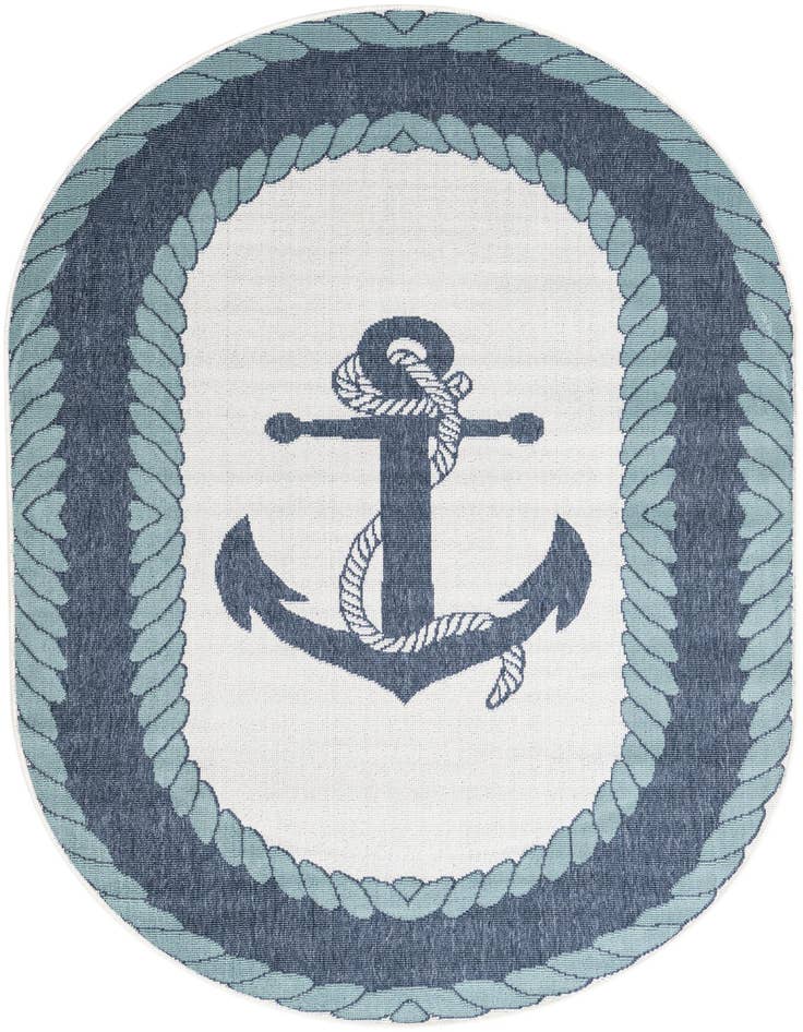 Detail image of 4' x 6' Easy-Clean Coastal Indoor / Outdoor Oval Rug