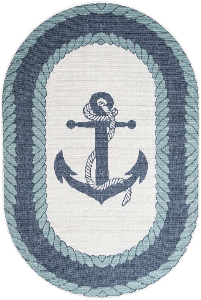 4' x 6' Easy-Clean Coastal Indoor / Outdoor Oval Rug