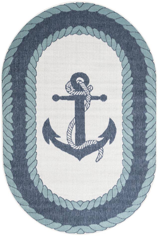 Detail image of 4' x 6' Easy-Clean Coastal Indoor / Outdoor Oval Rug