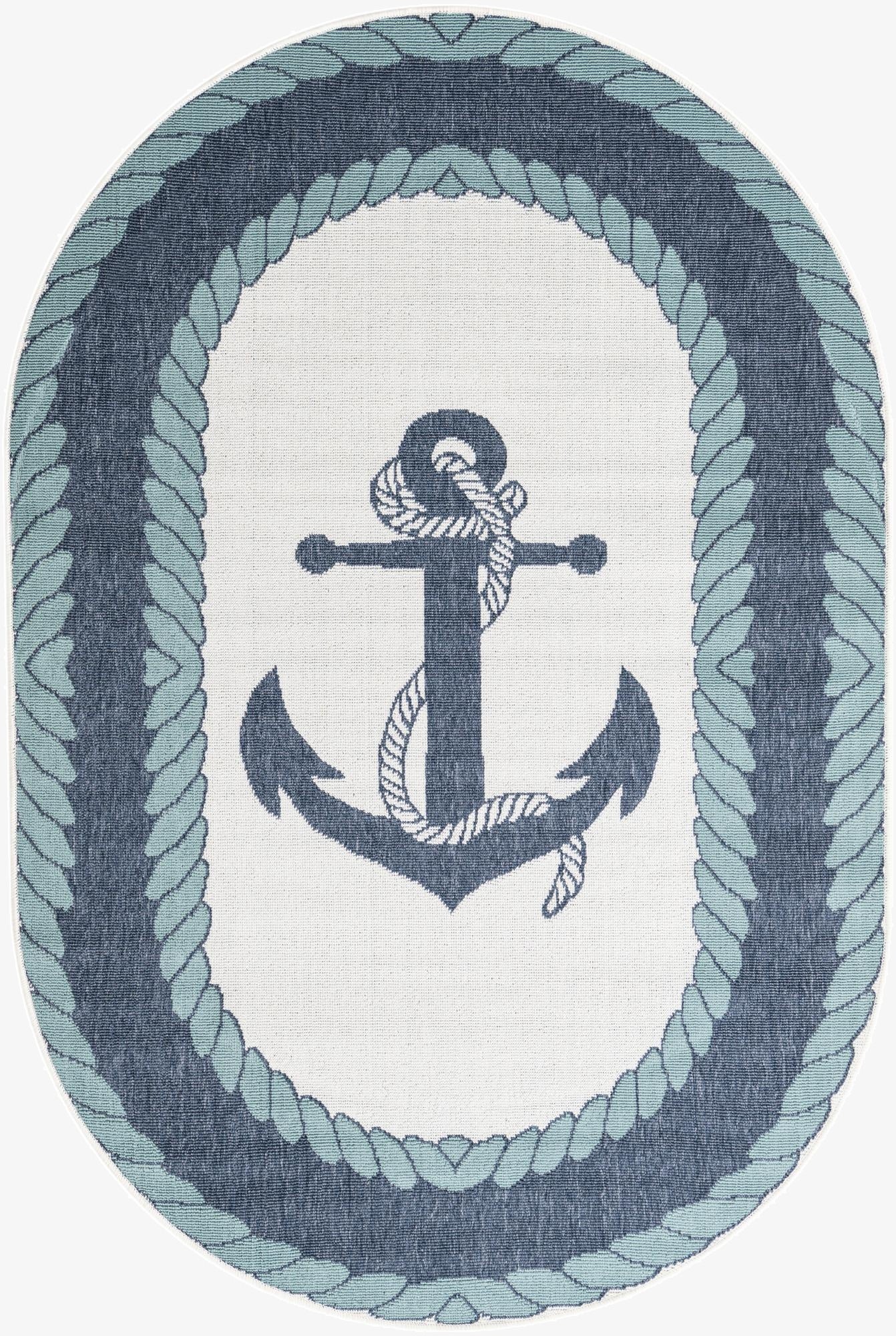 Primary image  4' x 6'  Washable Coastal Indoor / Outdoor Oval Rug