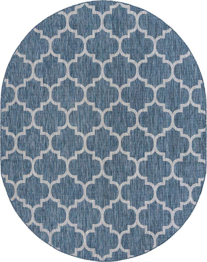 240cm x 305cm Easy-Clean Lattice Indoor / Outdoor Oval Rug
