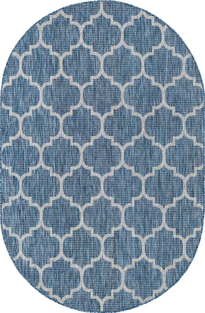 5' 3 x 8' Easy-Clean Lattice Indoor / Outdoor Oval Rug