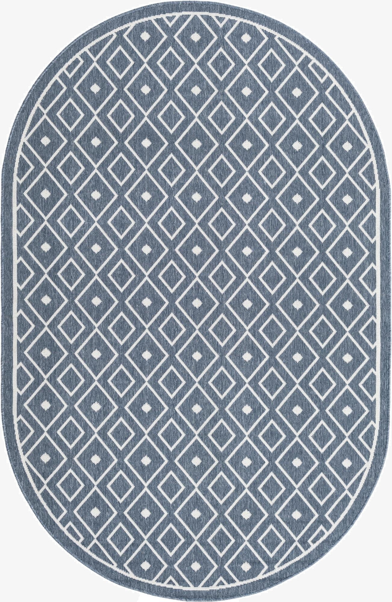 5' 3 x 8' Washable Lattice Indoor / Outdoor Oval Rug