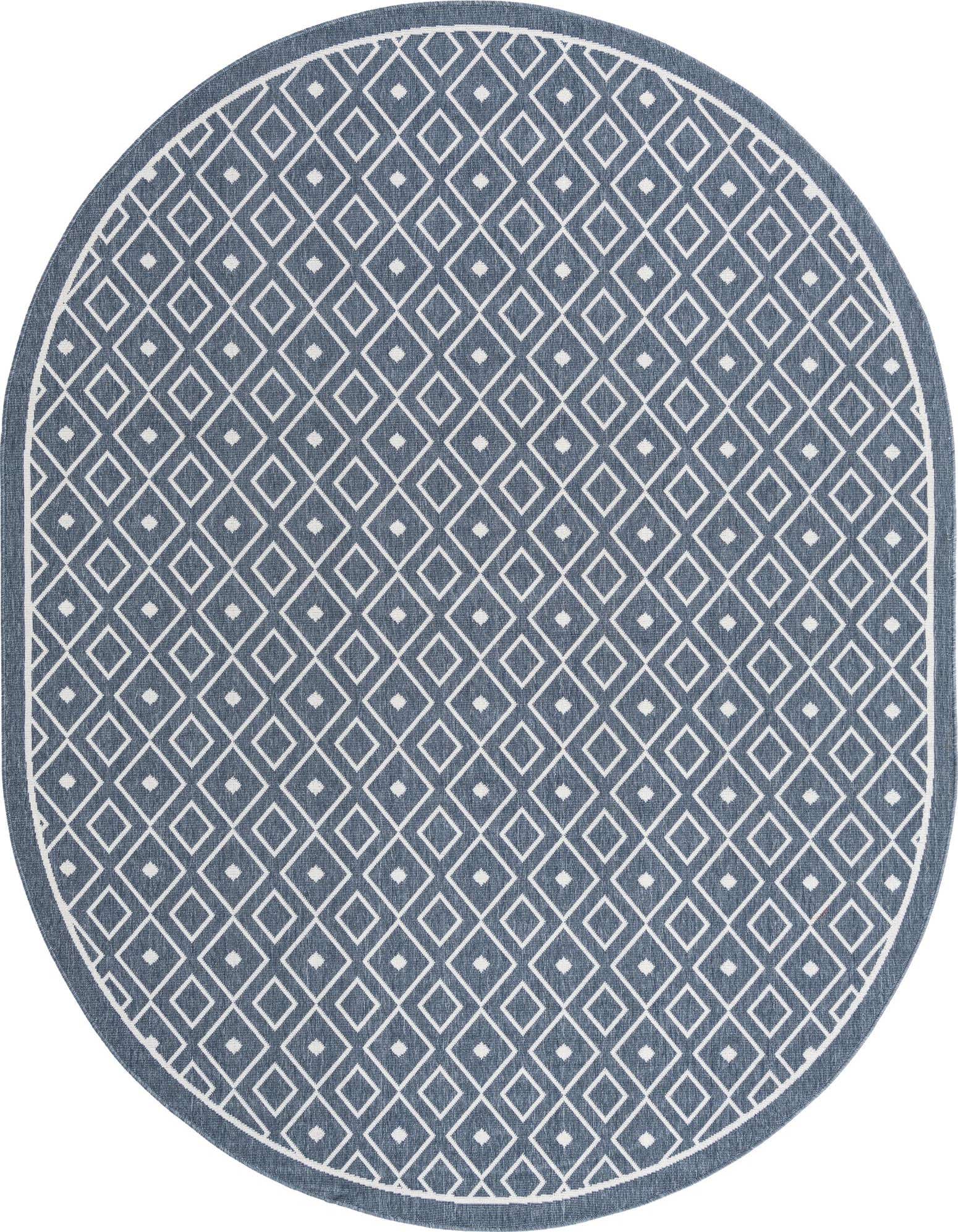 7' 10 x 10' Easy-Clean Trellis Indoor / Outdoor Oval Rug