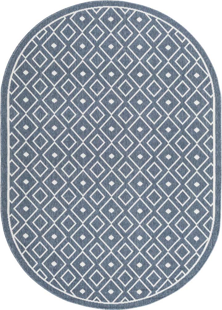 5' 3 x 8' Easy-Clean Trellis Indoor / Outdoor Oval Rug