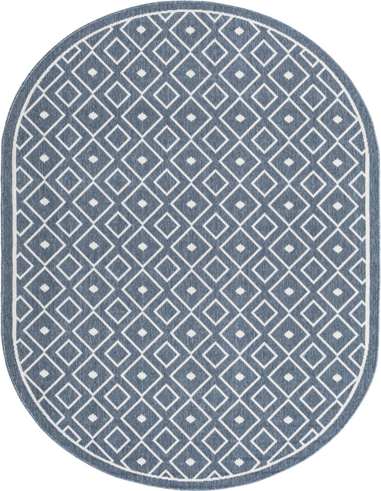 5' 3 x 8' Easy-Clean Trellis Indoor / Outdoor Oval Rug