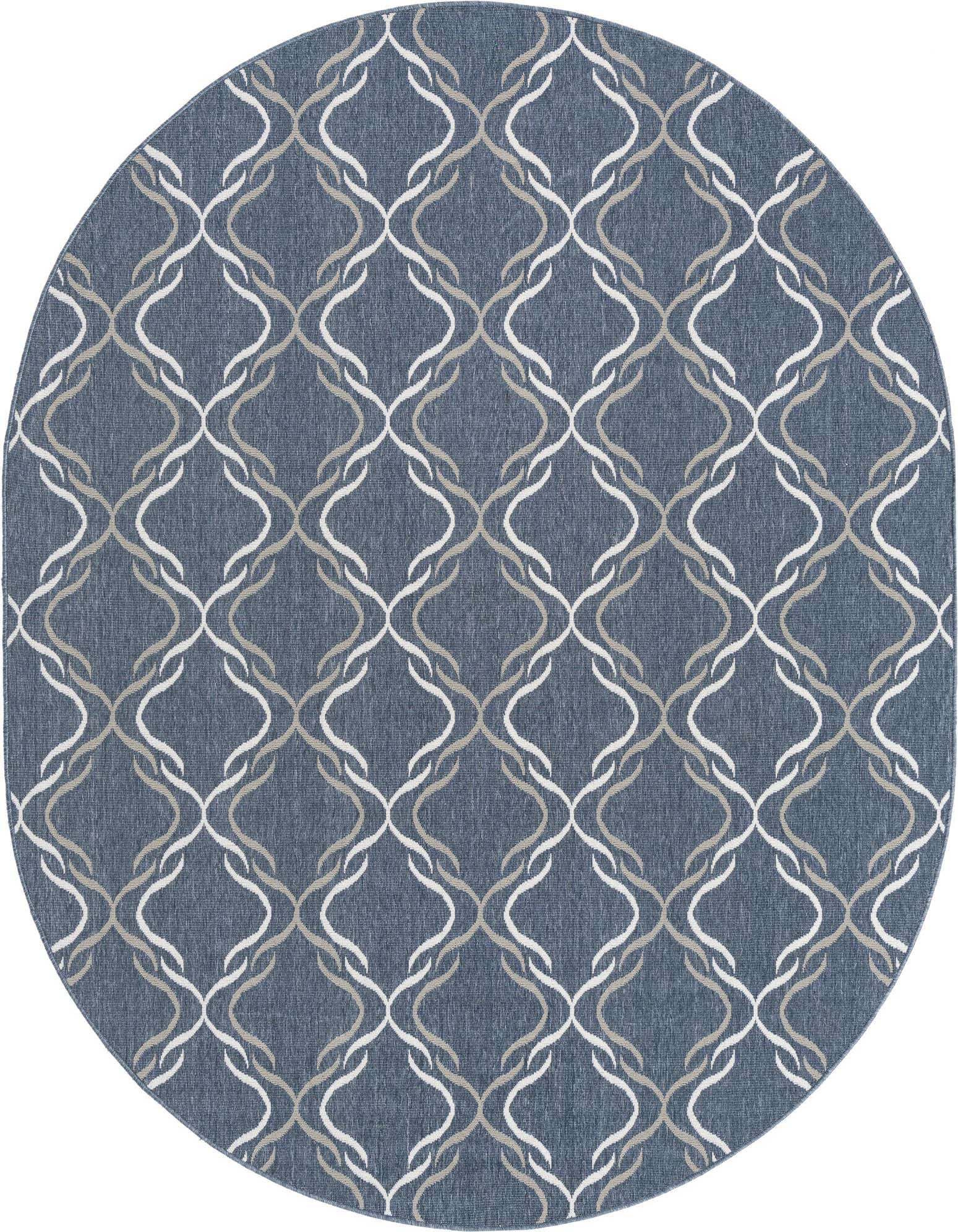 7' 10 x 10' Easy-Clean Trellis Indoor / Outdoor Oval Rug