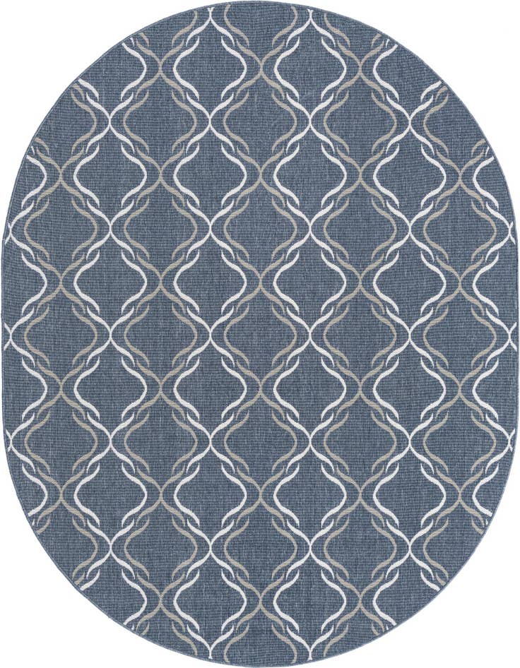 Detail image of 7' 10 x 10' Easy-Clean Trellis Indoor / Outdoor Oval Rug