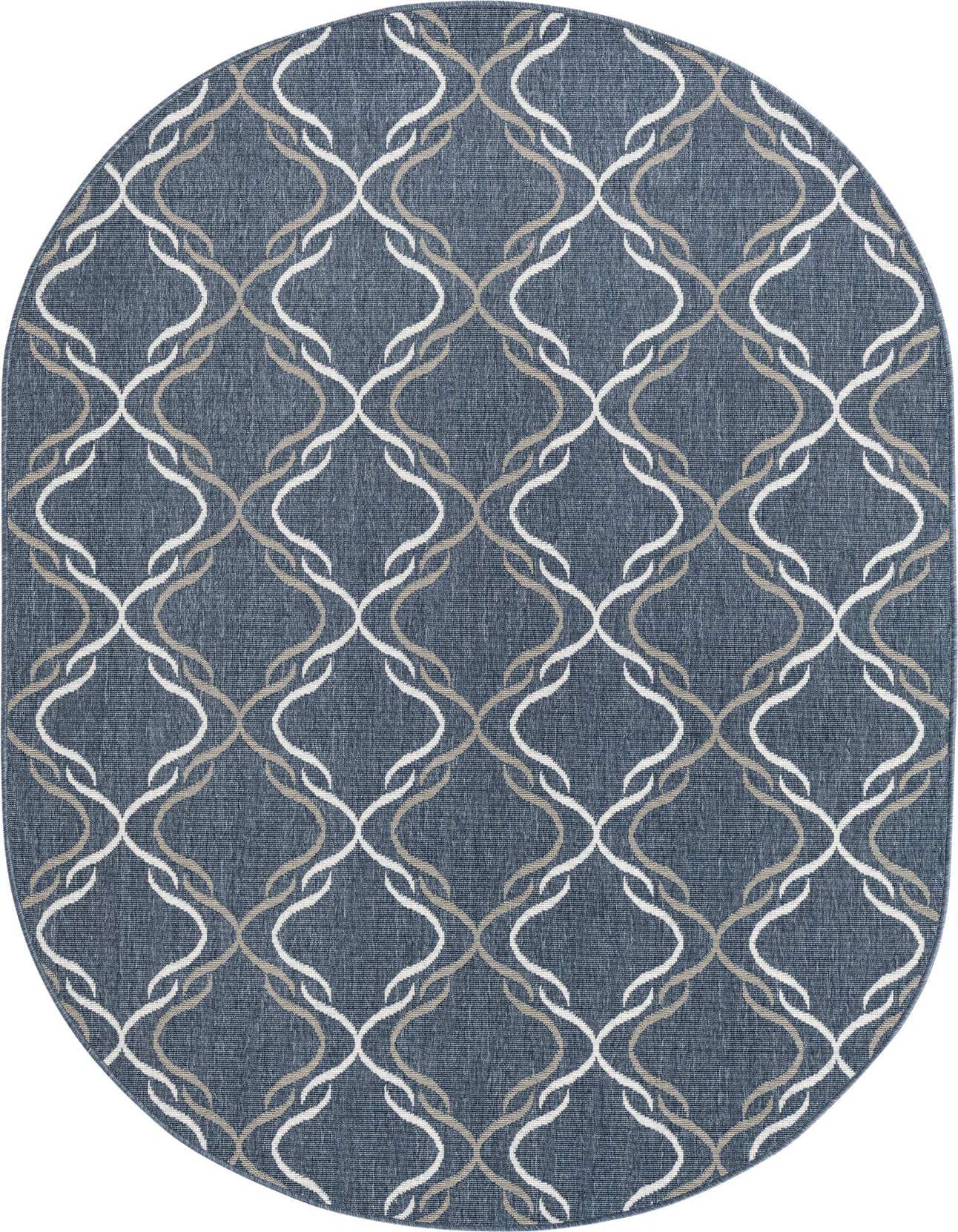 5' 3 x 8' Easy-Clean Trellis Indoor / Outdoor Oval Rug