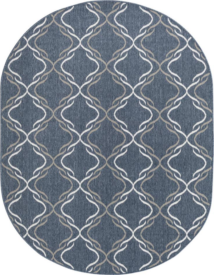Detail image of 5' 3 x 8' Easy-Clean Trellis Indoor / Outdoor Oval Rug