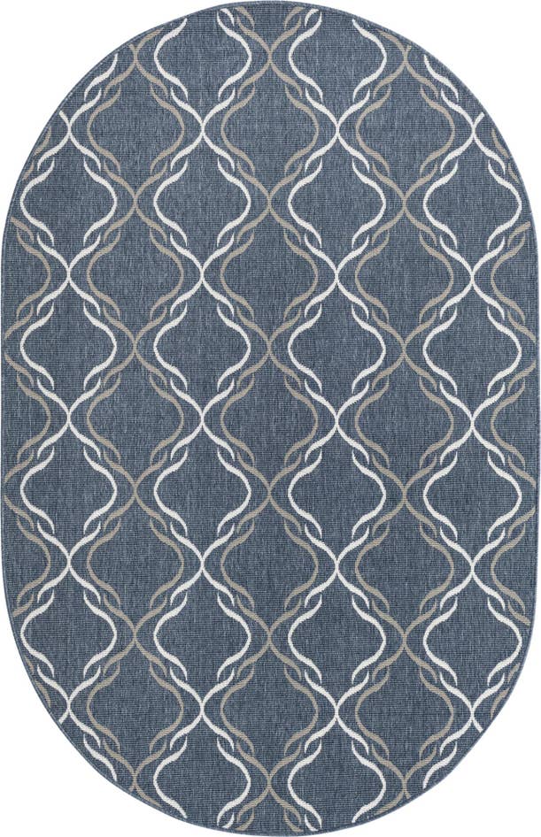 Detail image of 5' 3 x 8' Easy-Clean Trellis Indoor / Outdoor Oval Rug