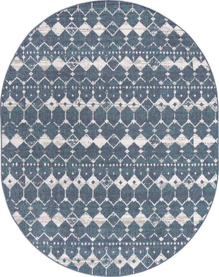 Detail image of 7' 10 x 10' Easy-Clean Trellis Indoor / Outdoor Oval Rug