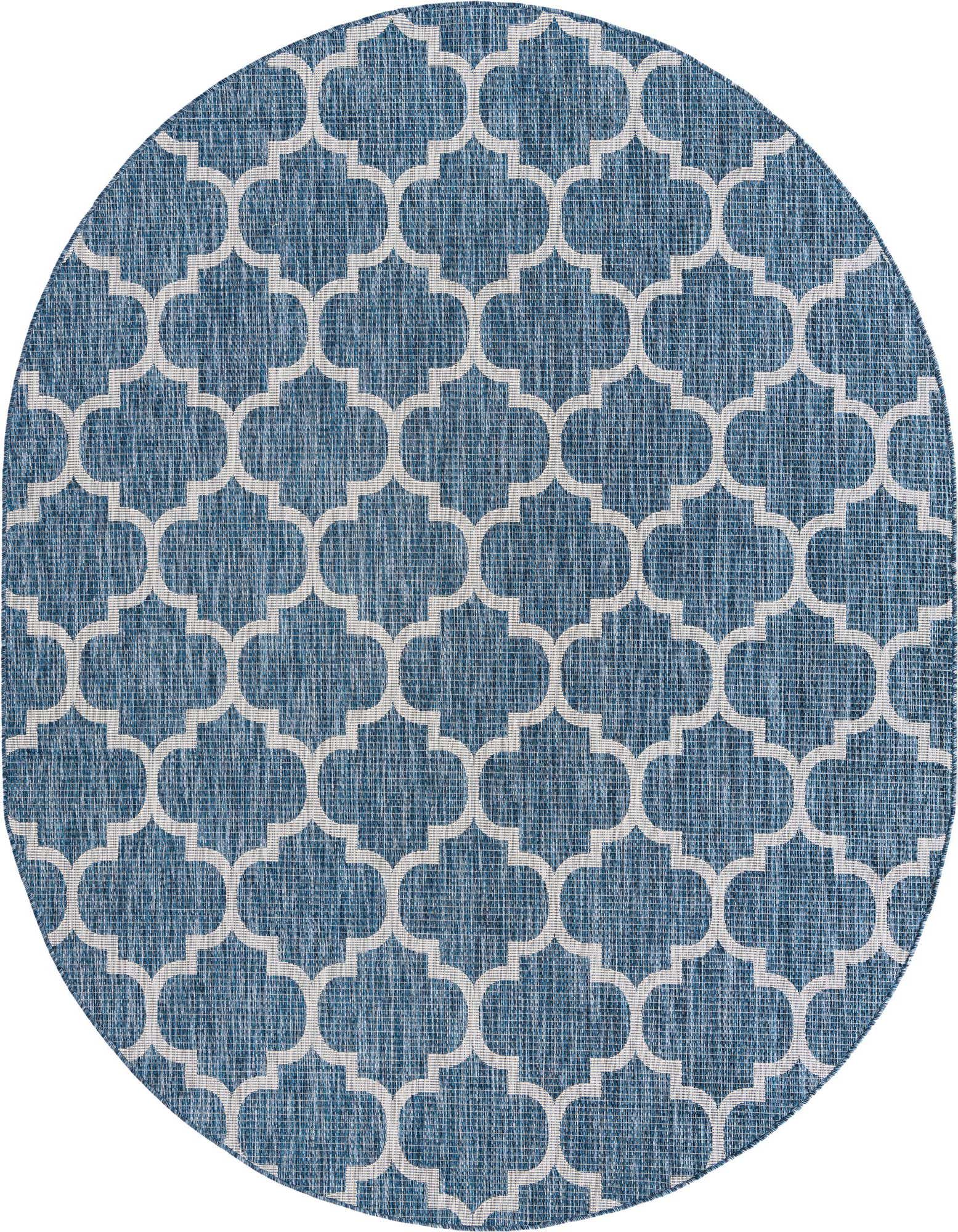 7' 10 x 10' Easy-Clean Trellis Indoor / Outdoor Oval Rug