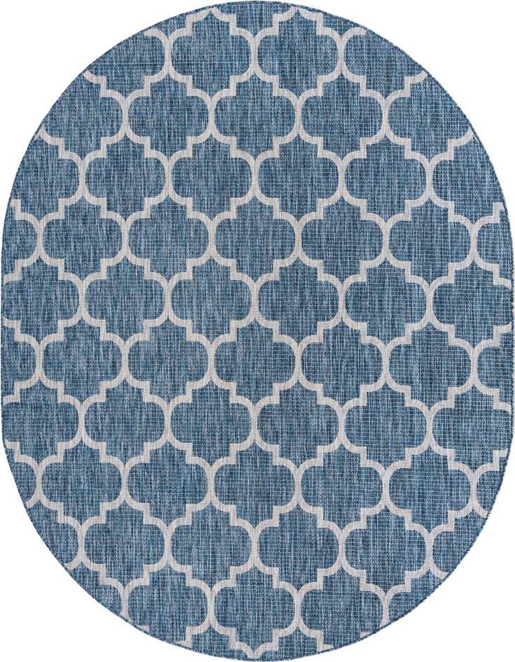 Detail image of 7' 10 x 10' Easy-Clean Trellis Indoor / Outdoor Oval Rug