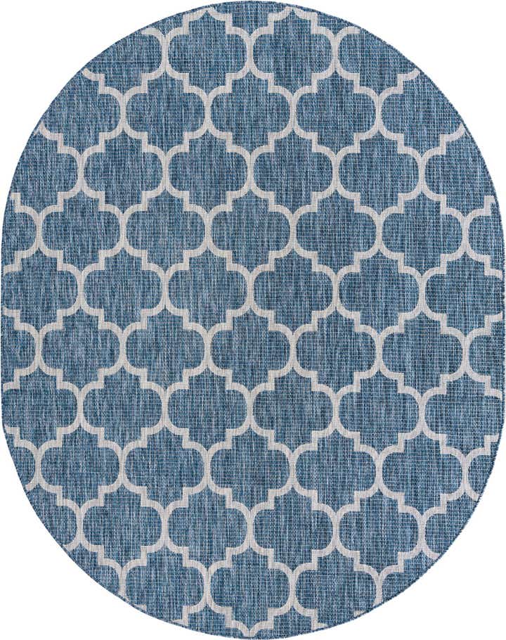 7' 10 x 10' Easy-Clean Trellis Indoor / Outdoor Oval Rug