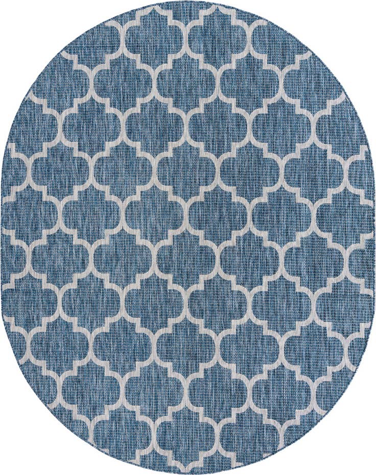 Detail image of 7' 10 x 10' Easy-Clean Trellis Indoor / Outdoor Oval Rug