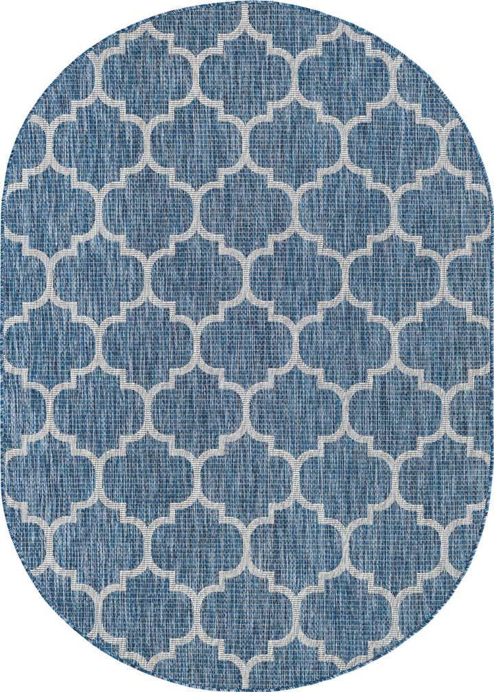 5' 3 x 8' Easy-Clean Trellis Indoor / Outdoor Oval Rug