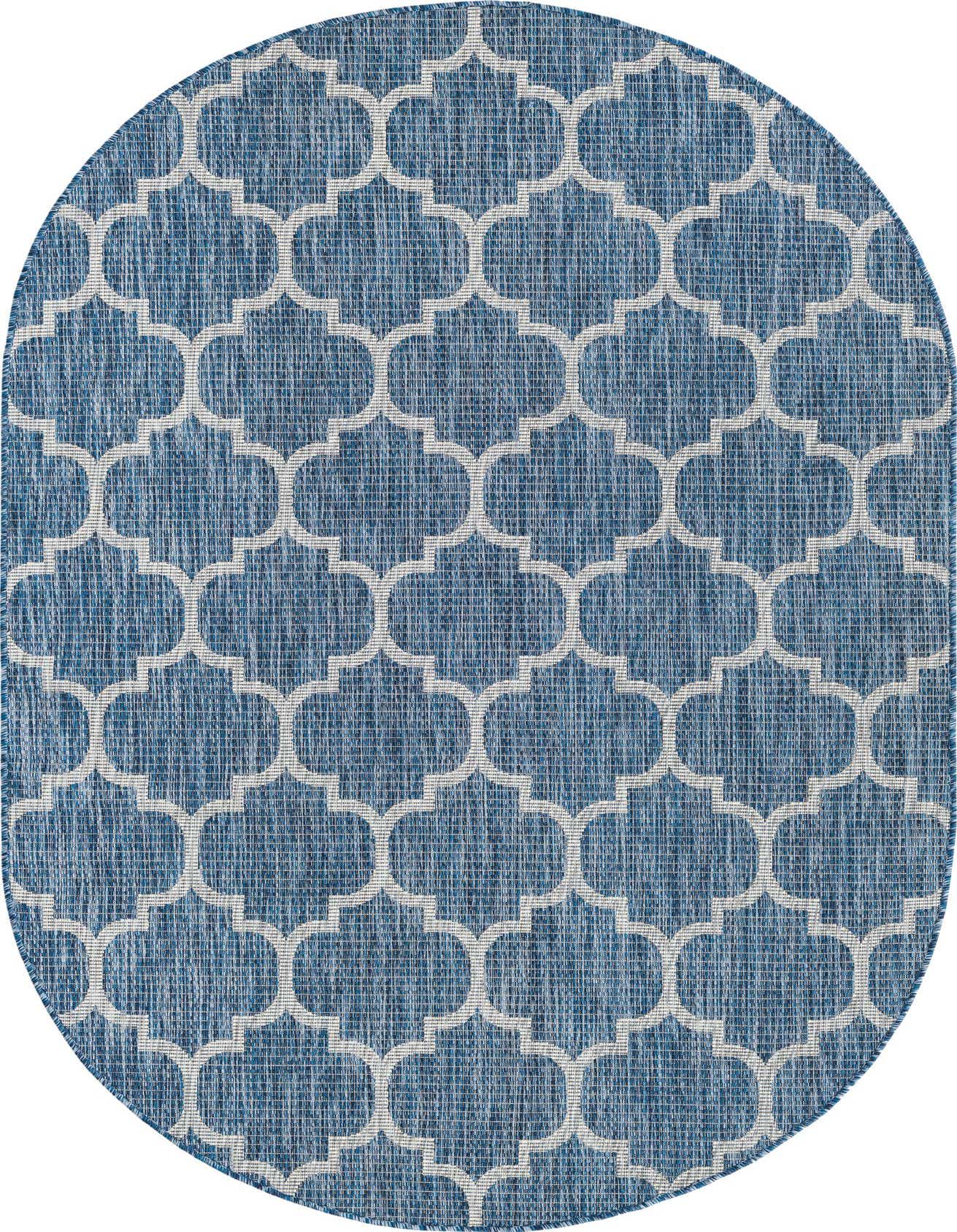 5' 3 x 8' Easy-Clean Trellis Indoor / Outdoor Oval Rug