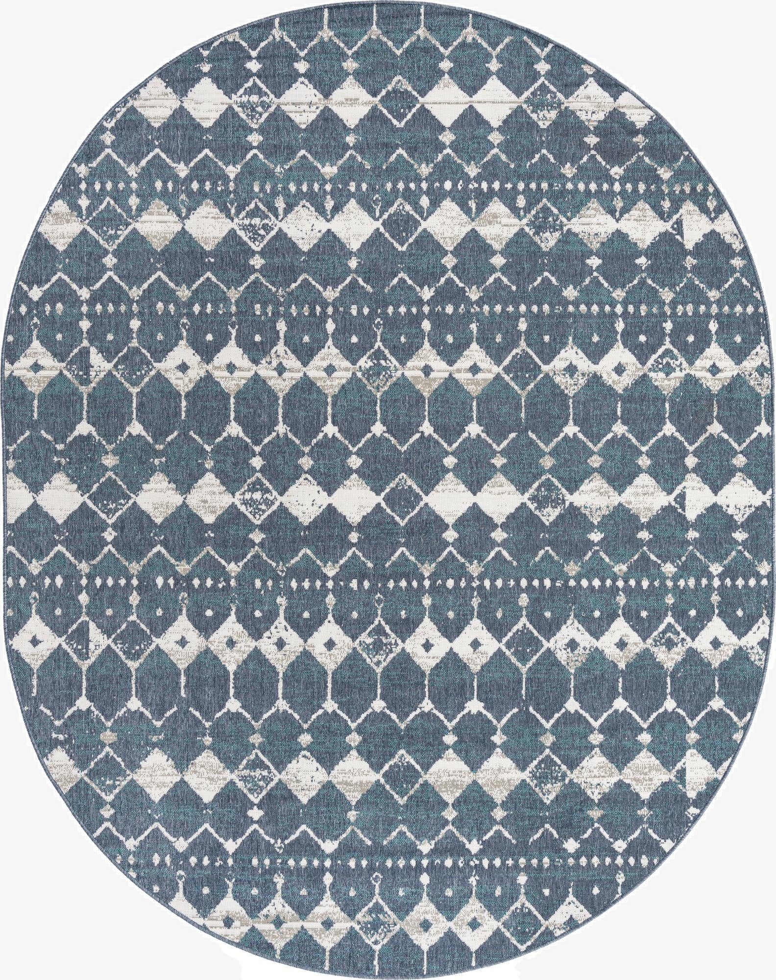 7' 10 x 10'  Washable Trellis Indoor / Outdoor Oval Rug
