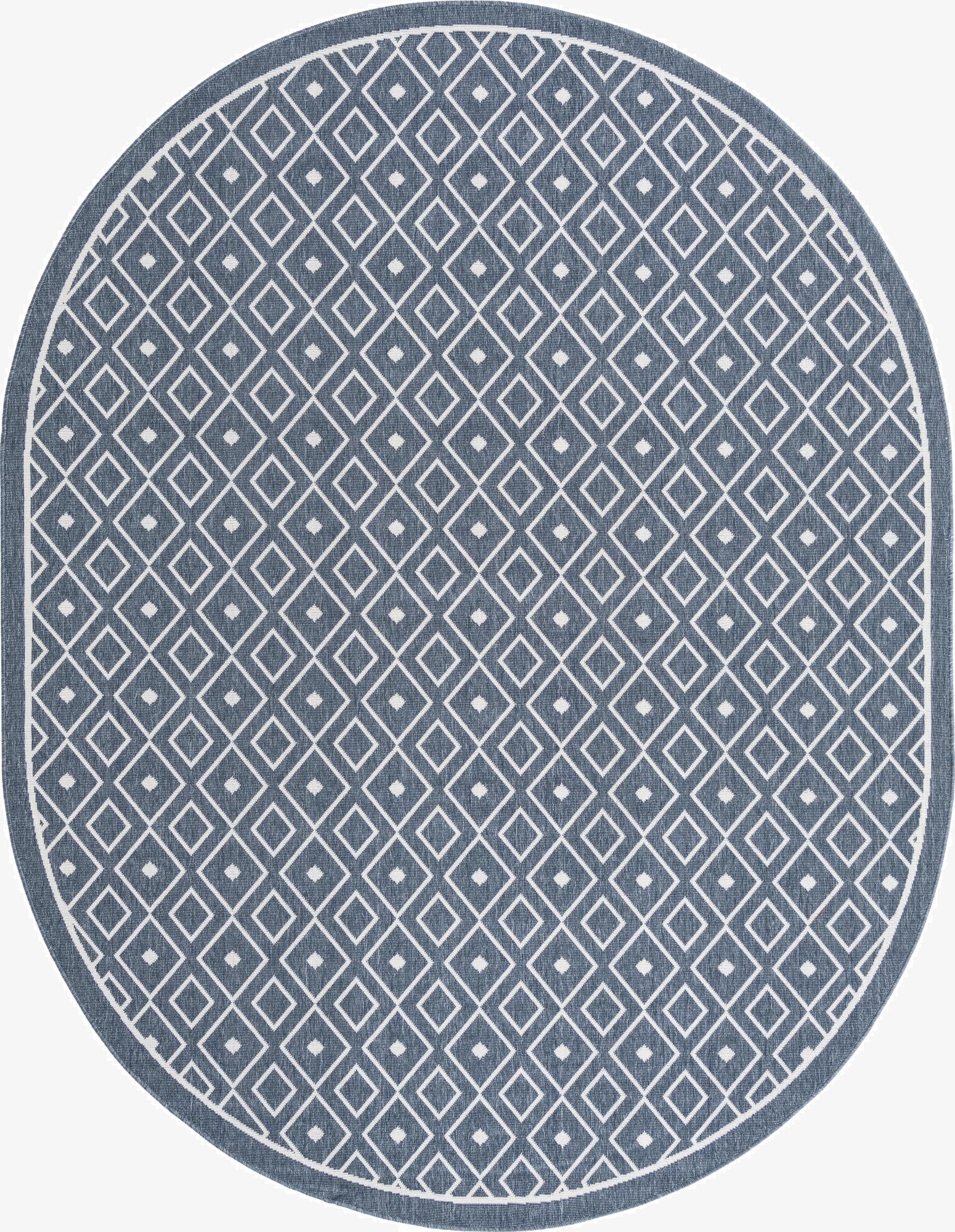7' 10 x 10'  Washable Trellis Indoor / Outdoor Oval Rug