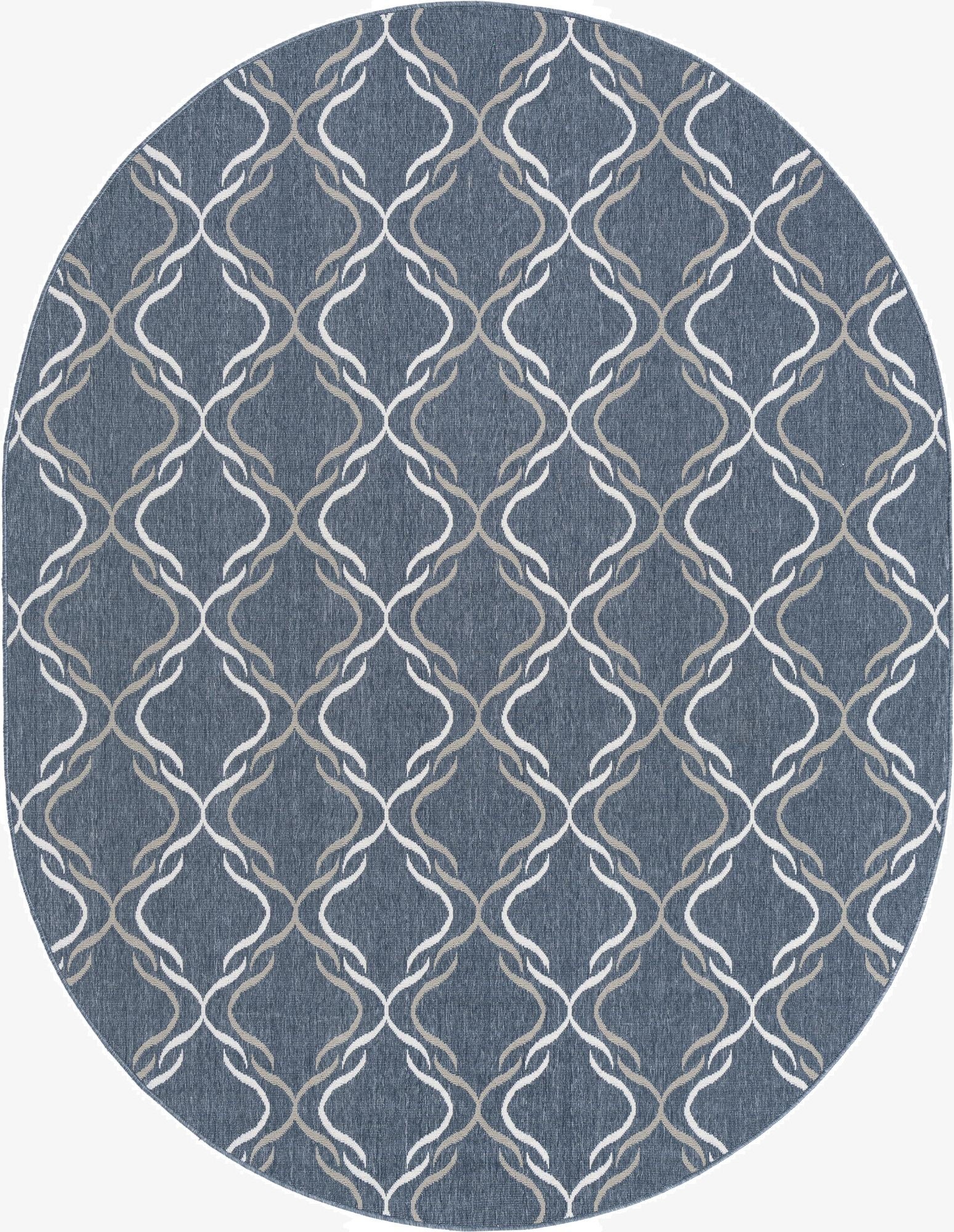 7' 10 x 10'  Washable Trellis Indoor / Outdoor Oval Rug