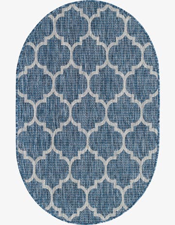 3' x 5' 3 Easy-Clean Trellis Indoor / Outdoor Oval Rug