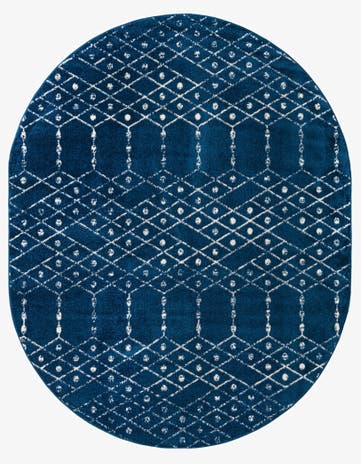 Navy Blue Paxon Trellis Oval Rug