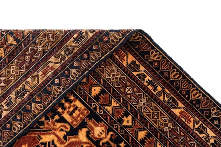 3' 2 x 4' 7 Hand Knotted Afghan Akhche Oriental Wool Rug