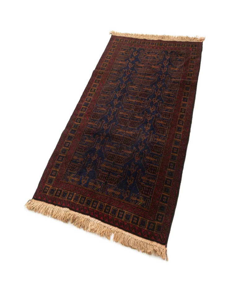 Detail image of 3' 10 x 6' 2  Hand Knotted Afghan Akhche Oriental Wool Rug