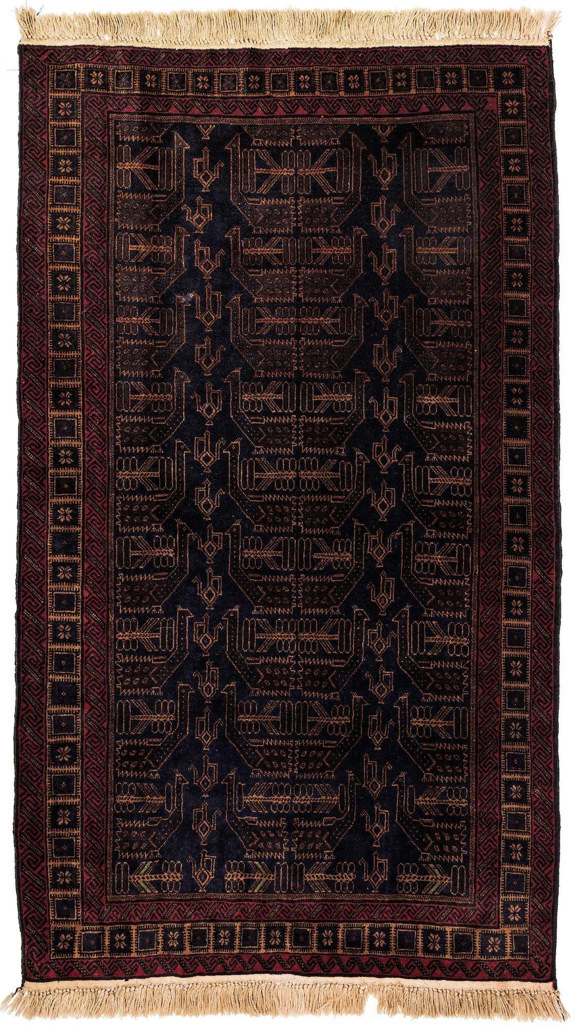 3' 10 x 6' 2 Hand Knotted Afghan Akhche Oriental Wool Rug