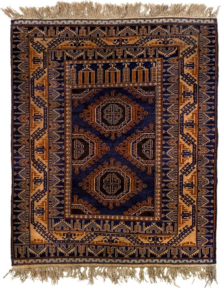 Detail image of 3' x 4' 10 Hand Knotted Afghan Akhche Oriental Wool Rug