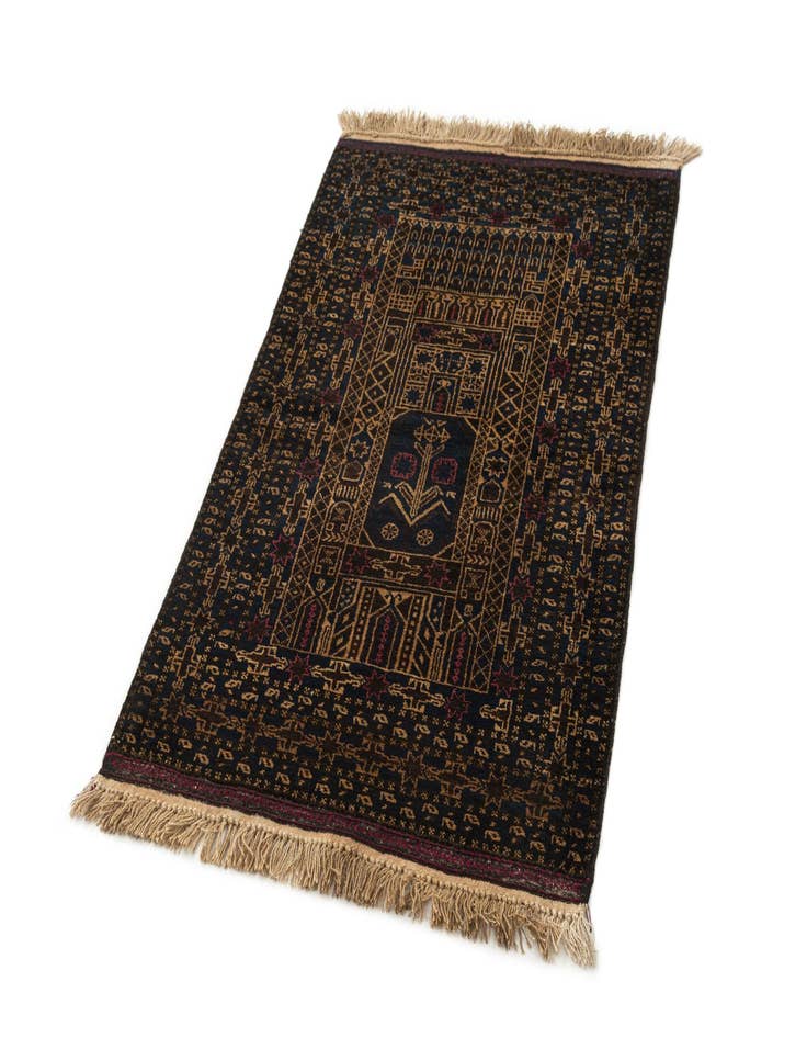 Detail image of 2' 10 x 4' 6  Hand Knotted Afghan Akhche Oriental Wool Rug