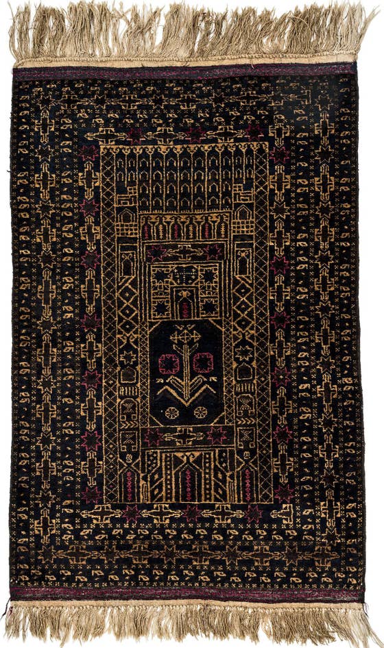 Detail image of 2' 10 x 4' 6 Hand Knotted Afghan Akhche Oriental Wool Rug