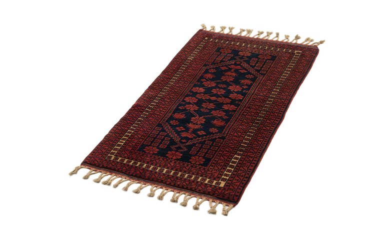 Detail image of 2' 7 x 4' 6 Hand Knotted Afghan Akhche Oriental Wool Rug
